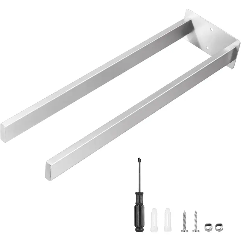 JiGiU Towel Rail Dual Towel Bars 38cm Hand Towel Holder Wall Mounted Towel Rack 304 Stainless Steel Towel Storage Double Poles Design Towel Ring for Bathroom Washroom Kitchen 5