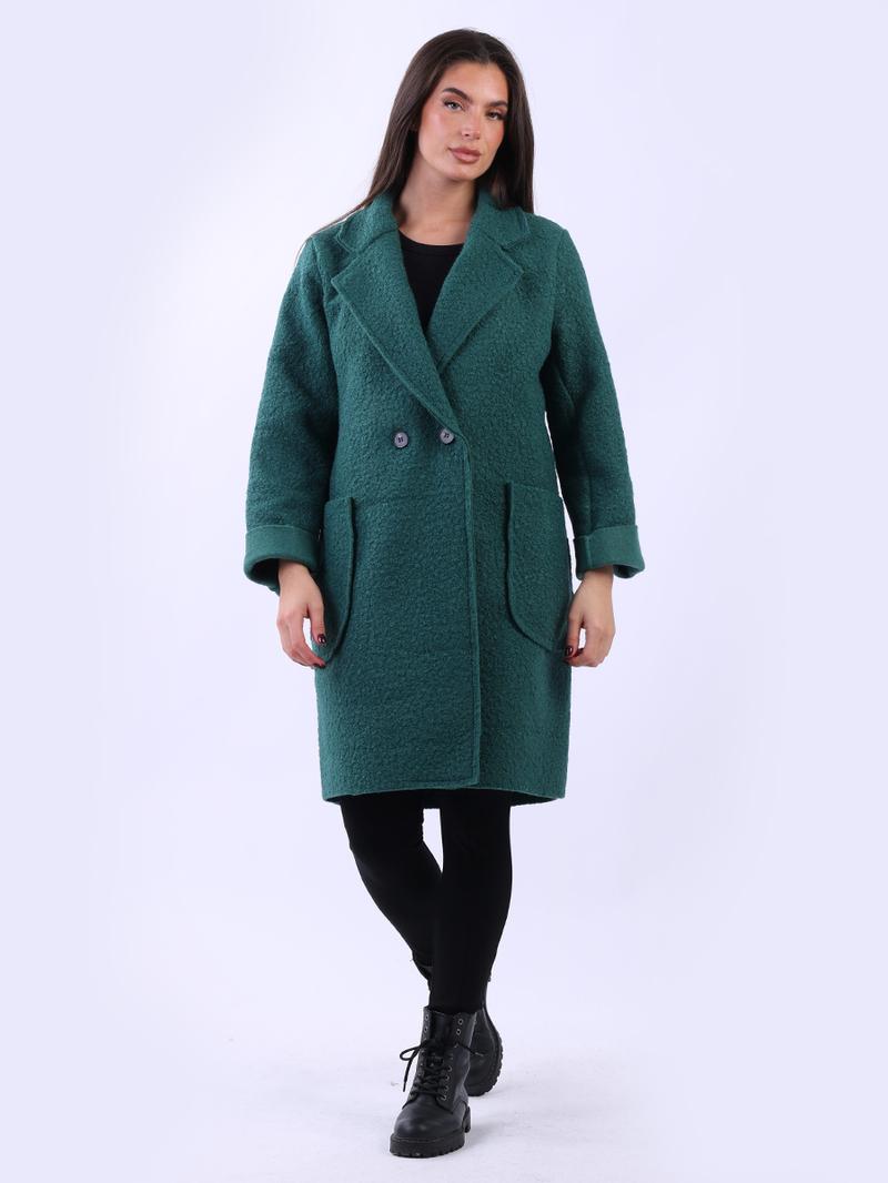 Product Introduction of SUBZY Size: One Size (UK Fit 12-18) Women's Long Sleeves Notch Lapel Collar Plus Size Lagenlook Woolen Coat 5