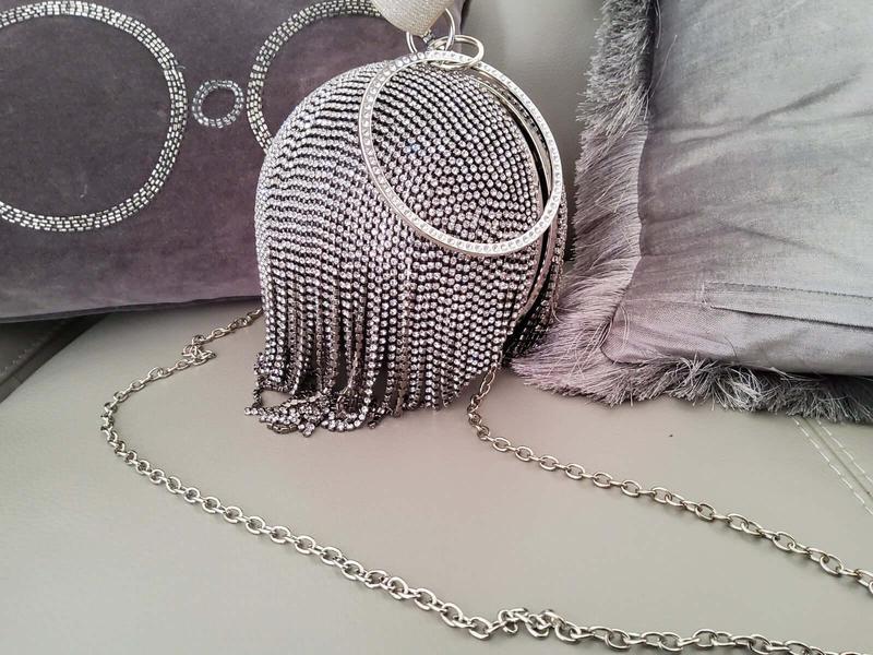"Mariah"  Rhinestone covered globe Clutch/Evening Bag with Ring handle 2