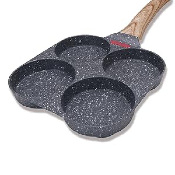 Product Introduction of Bobikuke Egg Pan Non Stick, 4 Hole Egg Frying Pan Egg Burger Pan Multi Pancake Pan Aluminum Fried Egg Pan for Breakfast (Black) 1