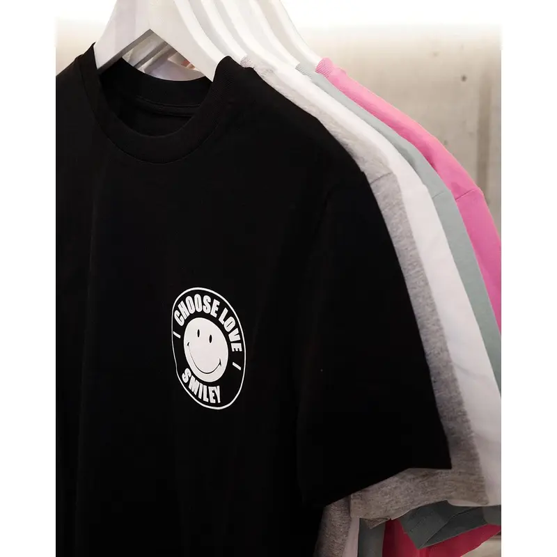 Choose Love × Smiley Grey T-Shirt - Unisex - Tshirt Cotton Menswear Top Streetwear Shortsleeve Round Neck Crewneck Casual Mens Womens Organic Tee Man 8