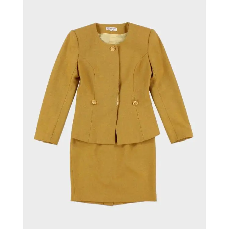 Preowned Vintage Yellow Skirt Suit - S