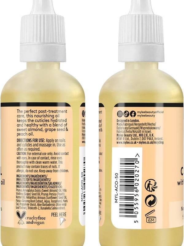 Mylee Sweet Almond Nail & Cuticle Oil 50ml, – Deeply Hydrating & Nourishing Cuticle Conditioner Oil, Non-Greasy Formula and Leaves No Sticky Residue, Lightly Scented With Almond Oil 7