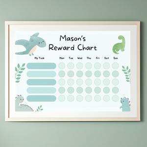 Pay What You Can Afford - A4 Wipeable Reward Chart, Laminated Print, Dinosaur Design
