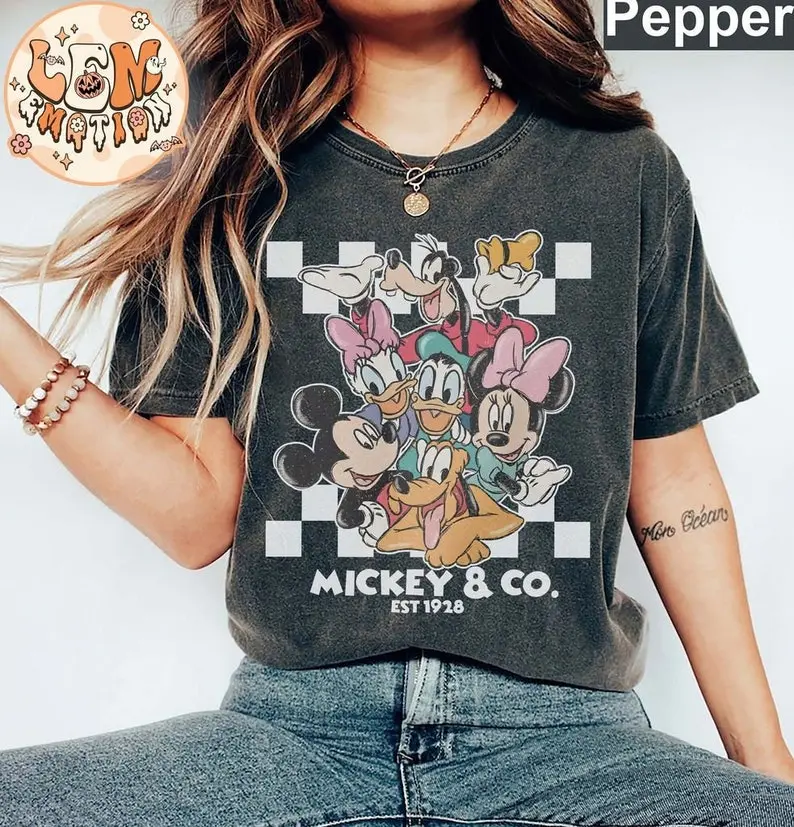 Vintage Mickey & Co Est 1928 Shirt, Dsney Mickey And Friends Shirt, Dsney Shirts, Dsney Trip 2024 Shirt, Dsneyland Shirts vaturi shirt pull girlfriend shirt baggy shirt trendy t shirts Shortsleeve Cotton
