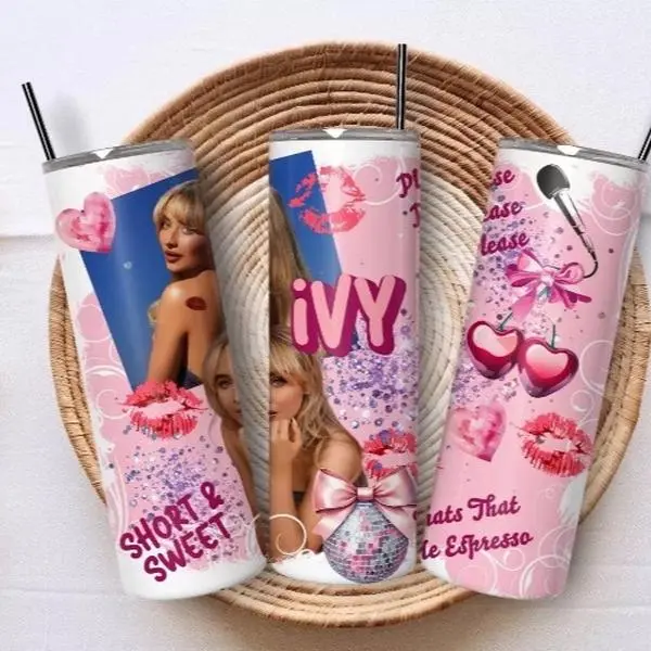 Personalised singer  20oz stainless steel tumbler with closable lid and straw Drinkware Flasks Plastic Printed Portable Water Bottles  Bottled Reusable Washable Mug Cup