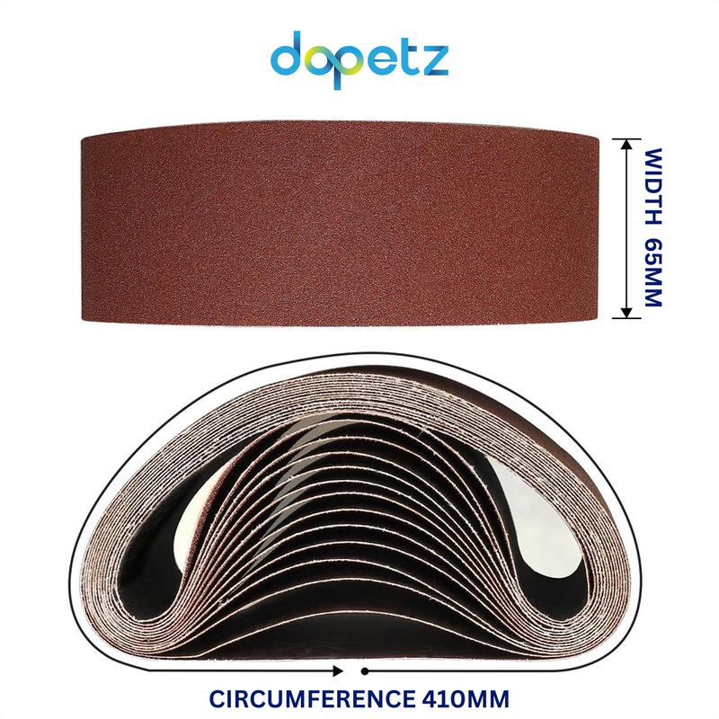 Dapetz Sanding Belts 65mm x 410mm 5PCS 60 Grit Coarse Sander Belts For Wood Metal Grinding Sharpening Derusting 2
