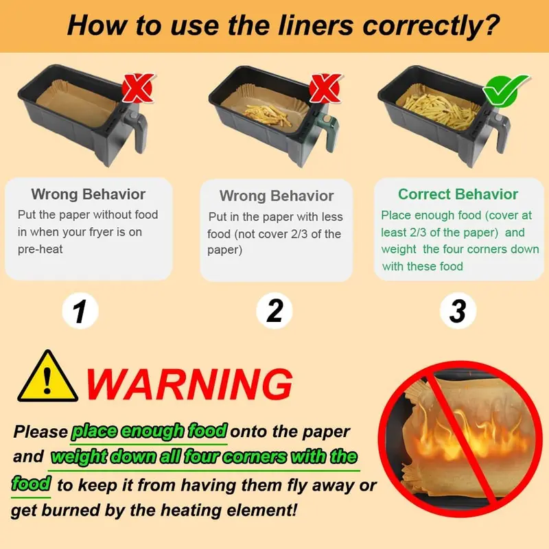 Air Fryer Liners for Ninja Dual, Accessories, Disposable Square fryer Parchment Paper Liner, Compatible with AF300UK AF400UK, Salter and Other Dual Zone (50pcs) Bakeware Basket Utensils Nonstick 2