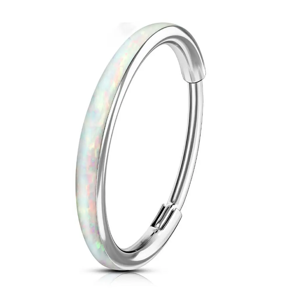 Oufer 20G Opal Hinged Segment Nose Hoop Ring