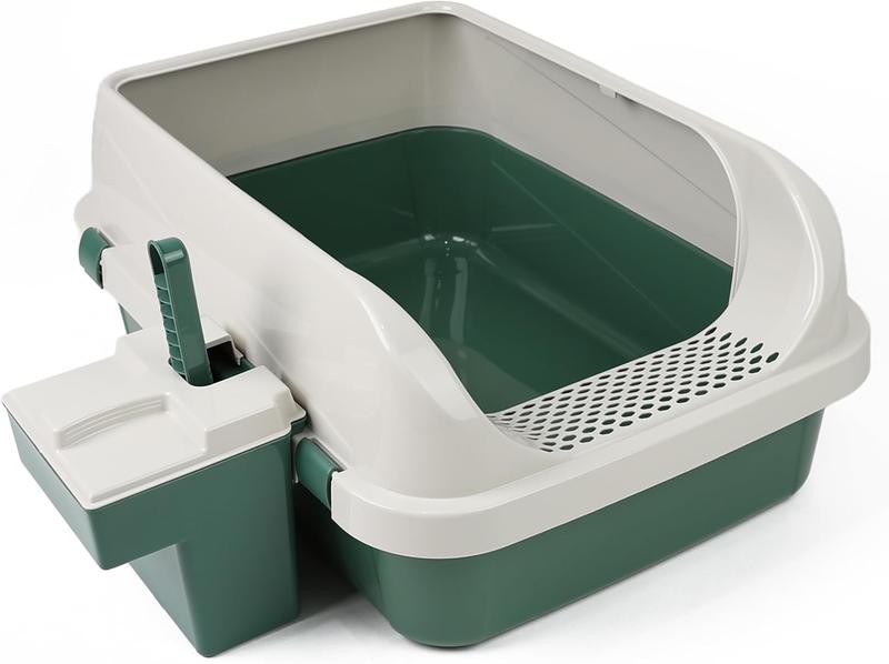 Product Introduction of Cat Litter Tray Box, Litter Box, Plastic Cat Open Top Litter Tray with Scoop and Scoop Box Kitten Detachable Rim Easy Cleaning, 57.2 x 41.5 x 24.3cm 2