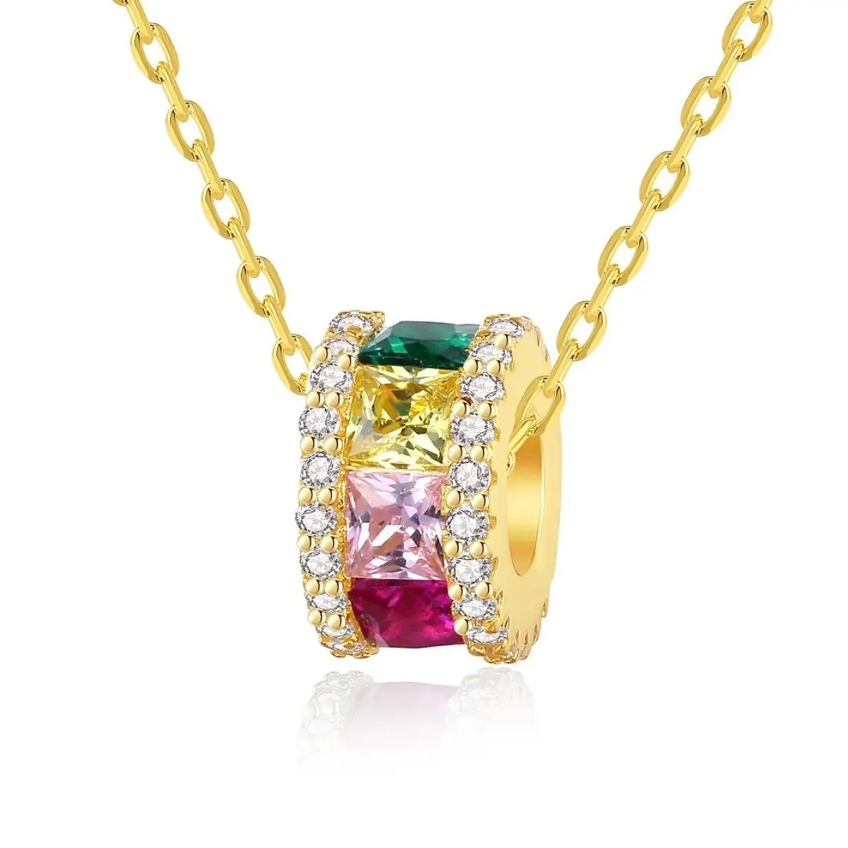 Valuxure 14K Gold Plated 925 Sterling Silver Multi-Colour Bolt Necklace