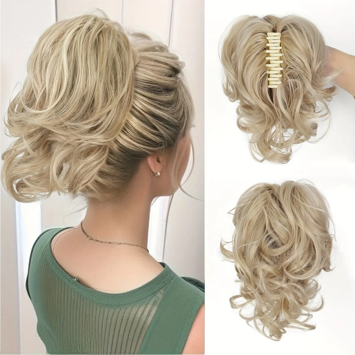 Elegant Curly Wave Ponytail Extension for Women, Fashionable Short Ponytail Clip-On Hairpiece with Volume and Texture