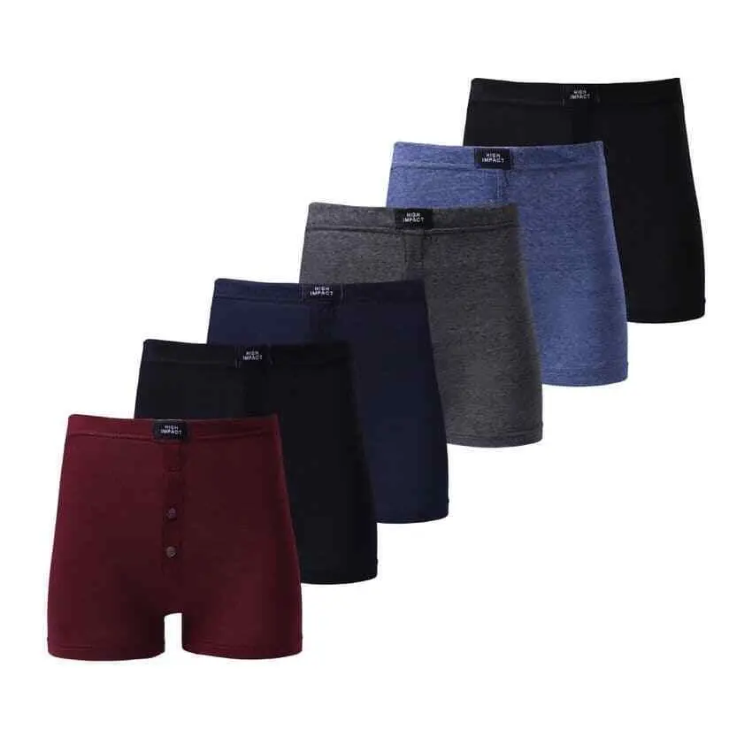 6 Men's Plain Boxer Shorts Button Fly Underwear High Impact Cotton Rich S-6XL Menswear Human