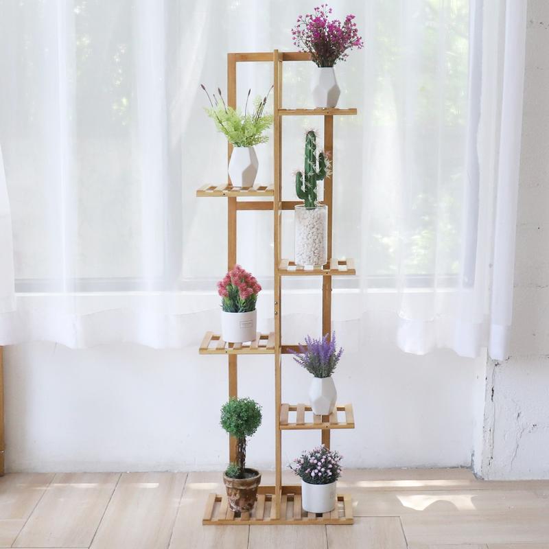 Bamboo 5 / 6  Tier  Plant Stand Rack Multiple Flower Pot Holder Shelf Indoor Outdoor Planter Display Shelving Unit for Patio Organiser Wooden 3
