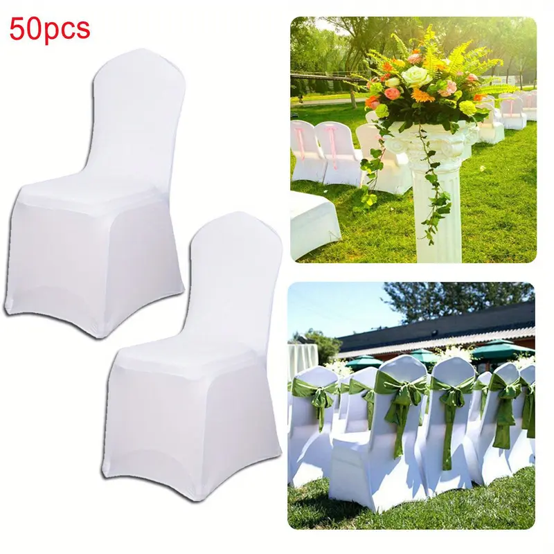 LARS360 Universal Chair Covers Spandex Stretch Chair Covers Removable Washable Swing Chair Covers for Weddings and Events Festive Decoration White - Pack of 50/100 2