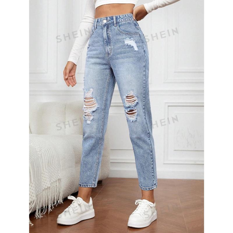 EZwear Ripped Mom Fit Jeans 3