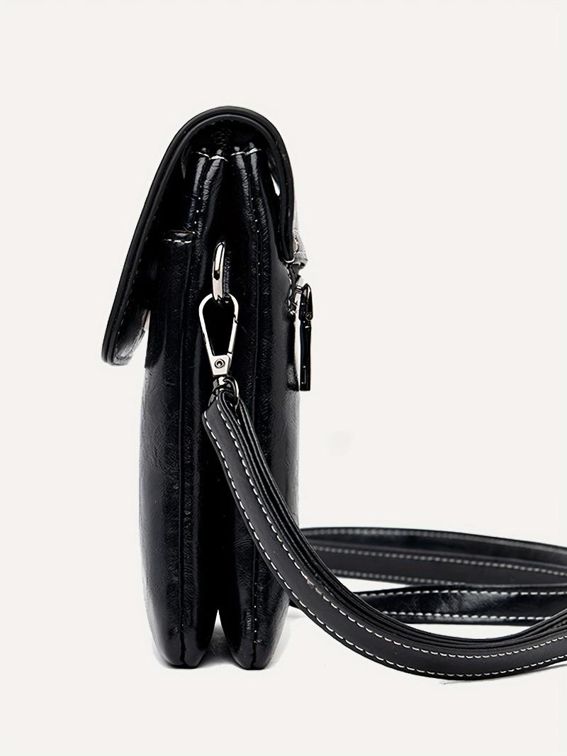 Product Introduction of Mini Retro Style Crossbody Bag, Oil Wax Leather Mobile Phone Bag, Women's Shoulder Flap Purse 3