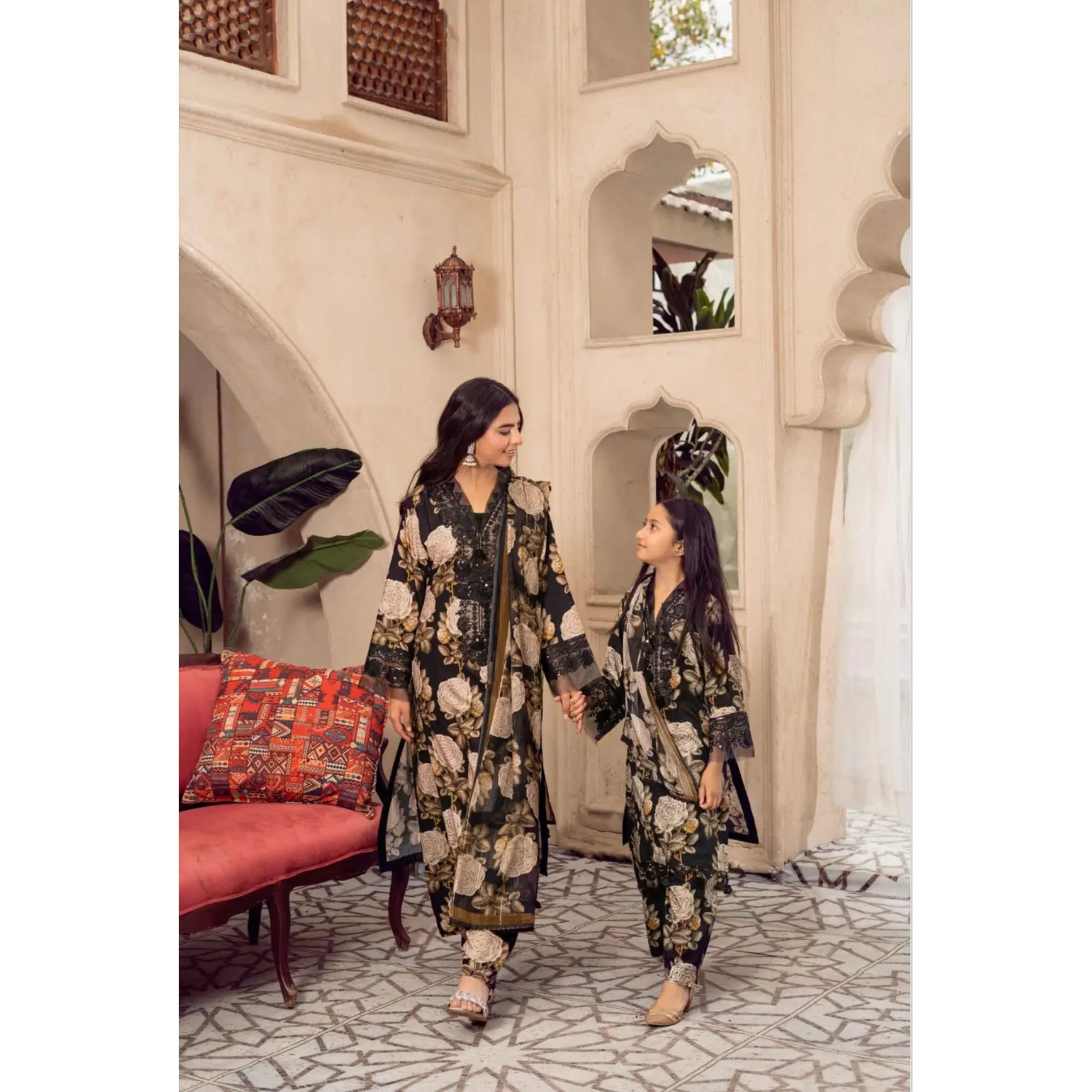 RANGZ ‘M Prints’ | Embroidered Cotton Mother & Daughter Readymade | RGZ059