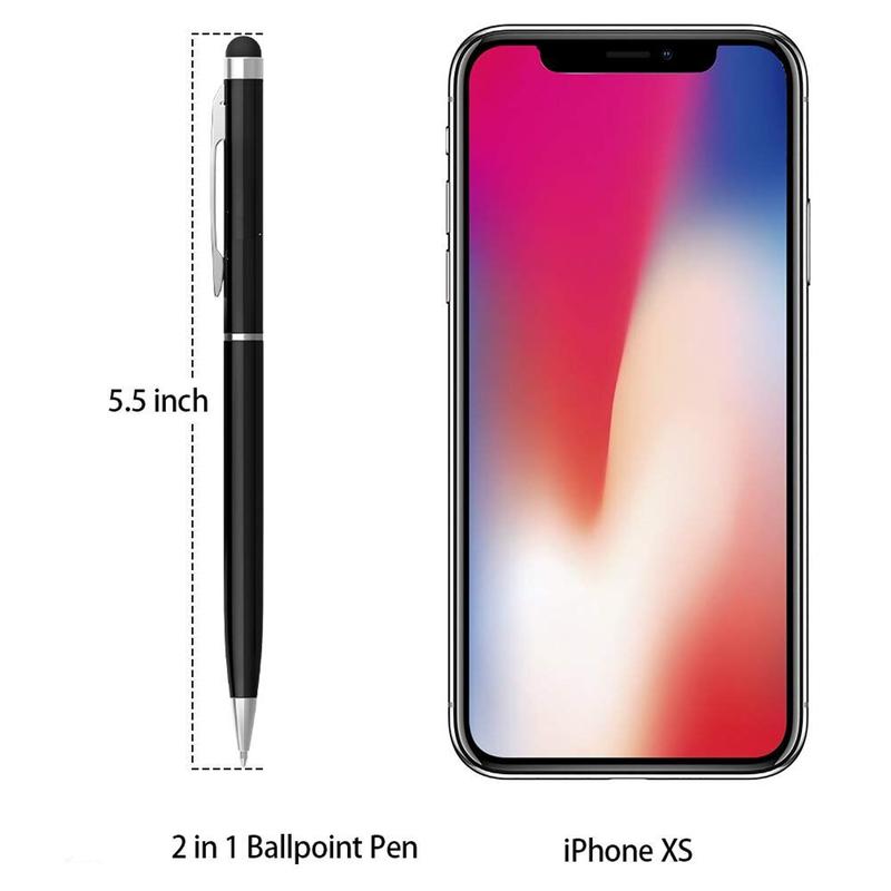 (Pack of 5, Mixed) Stylus Pens for Touch Screens Pen Stylus with Black Ballpoint Pens 2-in-1, Tablet Stylus Compatible with iPad iPhone Mobile Phone Samsung Galaxy All Capacitive TouchScreens Accessories Aluminum Writing Smartphone 4