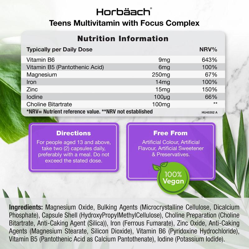 Multivitamins with Focus Complex for Teens | 180 Capsules 2