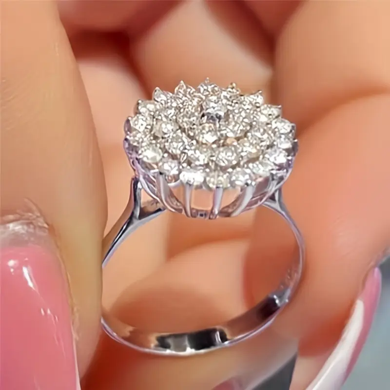 Stylish Lotus Seed Shape zirconia Flower Ring Romantic Wedding Fine Jewelry Anniversary Gift 0