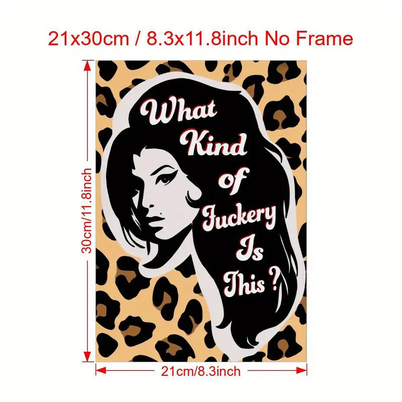 1pc Canvas Poster, Amy Music Portrait Print, Leopard Print Art Wall Art For Living Room, Wall Decor For Bedroom, Home Decor Room Decor, Frameless 7