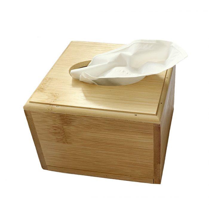 Small Wooden Tissue Box Holder Wooden Tissue Dispenser Box - Square Tissue Holder Cube - Wood Tissue Box Cover - Napkin Holder for Table Home Office Hotel Nature Bamboo Organiser For Living Room Kitchen Dining Bedroom 2