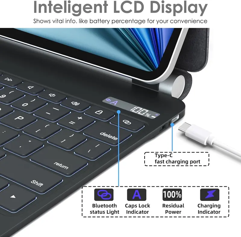 Magic Keyboard for Apple iPad Air 11" (M2) 2024, Air 5th/4th Gen, Magnetic Floating Stand, Precision Multi-Touch Trackpad, Backlight, for iPad Pro 11" (4th - 1st) Tablet Portable  Accessories Automatic 6