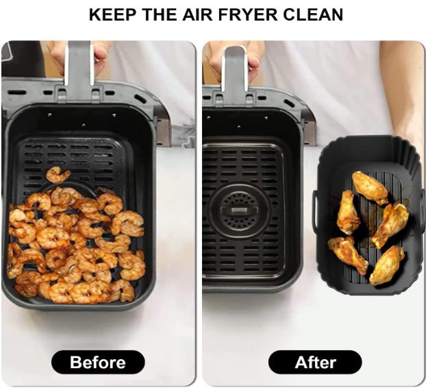 Air Fryer Liner 2Pack, Ninja Air Fryer Accessories, Repeatable Silicone Liners for Ninja Dual Air Fryer  7.87inch Silicone Air Fryer Pot Basket 3