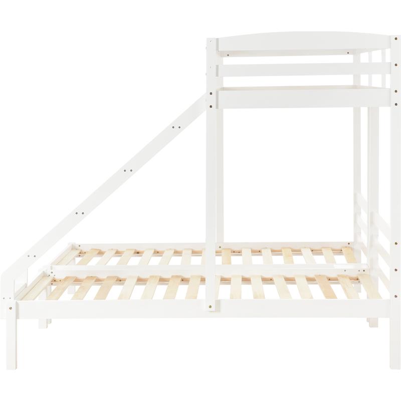 UK New Bed Loft Bunk Bed Triple Sleeper with Side Ladder for Children and Teens 3FT, White (90x190cm,90x200cm) 7