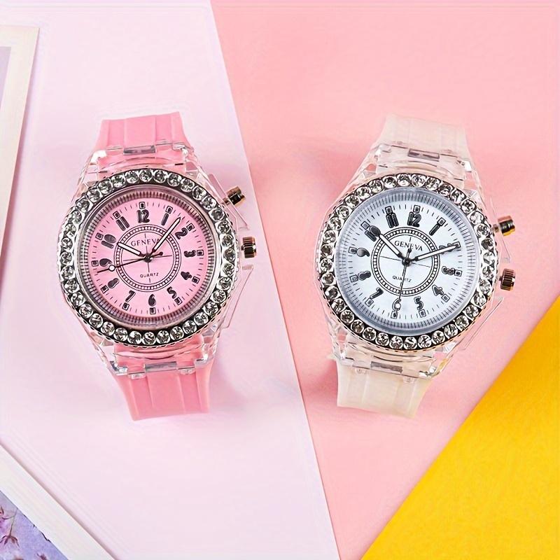 Product Introduction of New Luminous Student Electronic Watch for Teenagers, Junior High and High School Students, Electronic Watch with Rhinestones, Candy Color, Couple Watch, New Year Gift 166 3