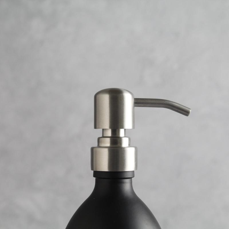 Body Wash, Shampoo & Conditioner Matte Black Glass Set Labelled Bottle Lotion Pump Dispenser for Bathroom 4