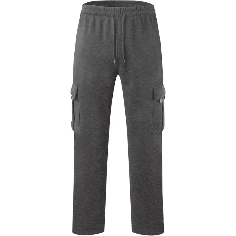 Men's Stylish Plain Flap Pocket Drawstring Waist Wide Leg Pants, Going Out Bottoms Fashion Casual Soft Stretchy Comfort Straight Leg Trousers for Daily Outdoor Wear, Men's Tracksuit for Fitness Travel, Men Cargo Pants, Trousers for Men. 6