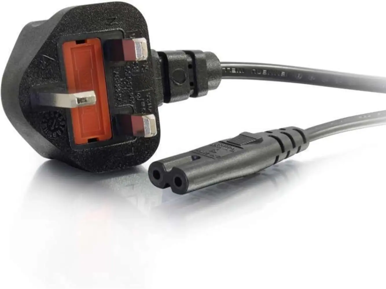 2m C7 Power Cable, Black - for Devices with BS1363 to IEC 60320C7 Connections