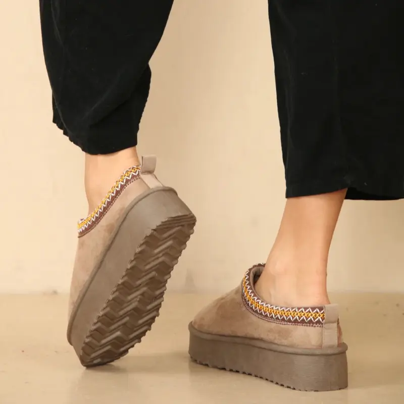 Women Flat Round Toe Faux Sued And Fur Line Mule Slippers Winter Footwear Size UK 3-8 Comfort Walking Shoes Girl Shoe Nail Active Valentine Gift For Her Valentine Gift Valentine Sale Valentine Day Shoes Suede Slide outdoor slippers 2