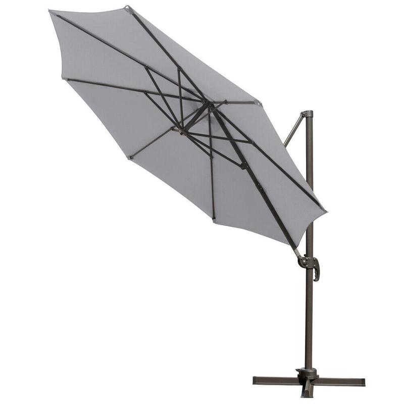 Grey Roma Parasol Garden Hanging Cantilever Banana Umbrella with Crank Tilt 3M 1