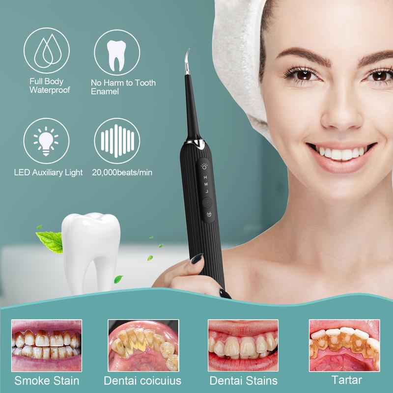 【UK Seller】Teeth Cleaner kit, Tartar Remover with 3 Working Modes Portable Tooth Cleaner, 4 Replaceable Heads  Plaque Cleaning Tool, Portable Teeth Cleaning Tools Kit, Perfect Christimas Gift 2
