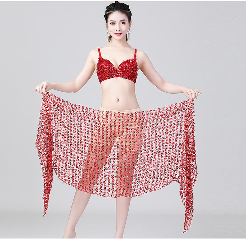 Product Introduction of Hollow belly dance hip scarf Wemen scarf dance sequins Arabic Latin hip scarf sexy belly dance belt wrap skirt 12 colors 11