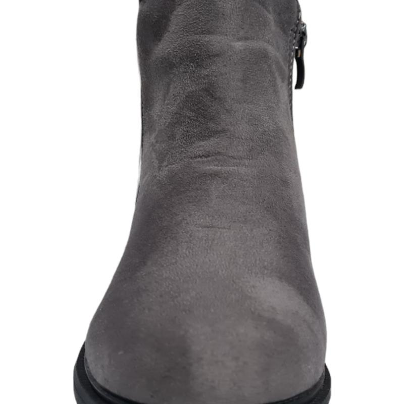 Girls grey stylish studded fashion boot with side zip 4