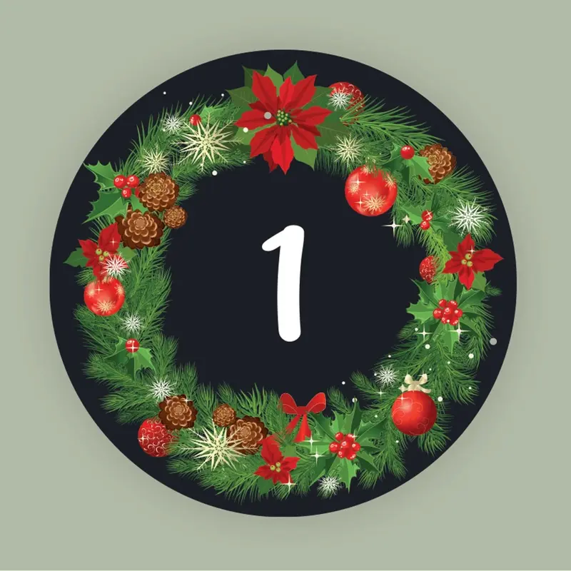 Christmas Countdown Advent Sticker Labels Gift Present Number Labels 1-24 1