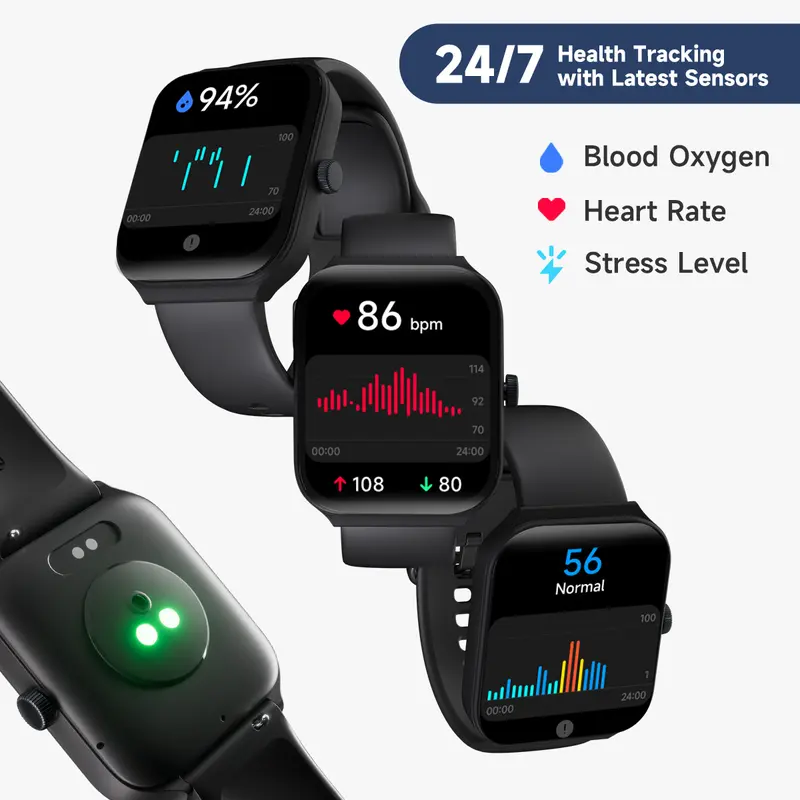 TOOBUR Smart Watch with BT Answer/Make Calls, Smart Voice Assistant, Sleep Tracking, IP68 Waterproof, Step Calorie Activity Tracker, 100 Sports Fitness Tracker, 1.95" Smartwatch for Men Women, Compatible iOS&Android Phones 3
