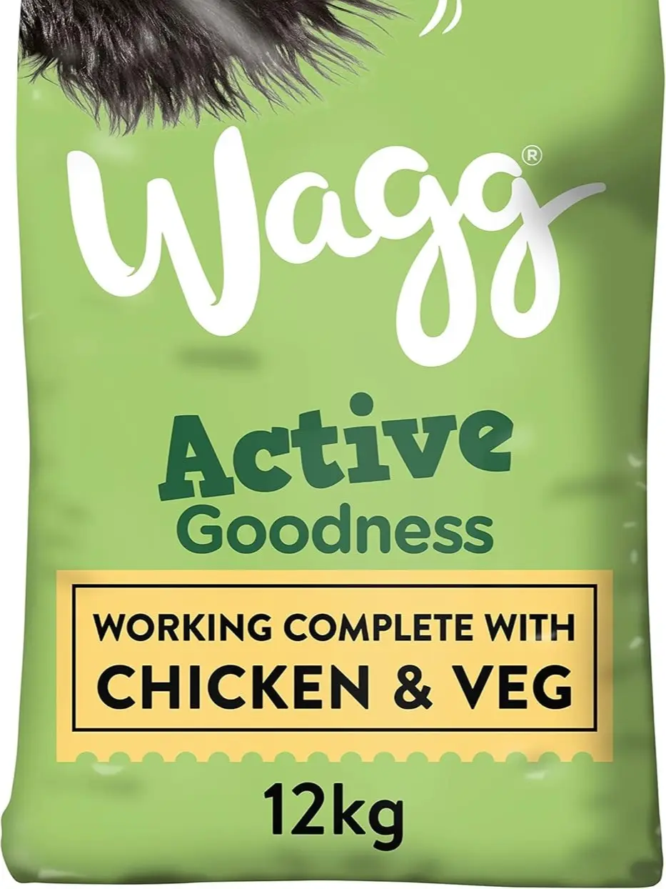 Wagg Active Goodness Complete Dry Adult Dog Food Chicken & Veg 12kg - For All Active Working Dog Breeds