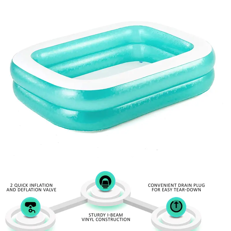 6.5FT BESTWAY INFLATABLE FAMILY PATIO GARDEN RECTANGULAR PADDLING SWIMMING POOL 4