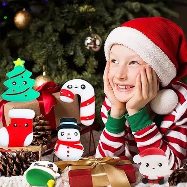 6Pack Special Large Christmas Mochi Squishy Toys for Kids - Big Xmas Moochies Squishies Fidget Toy, Stress Relief Toys