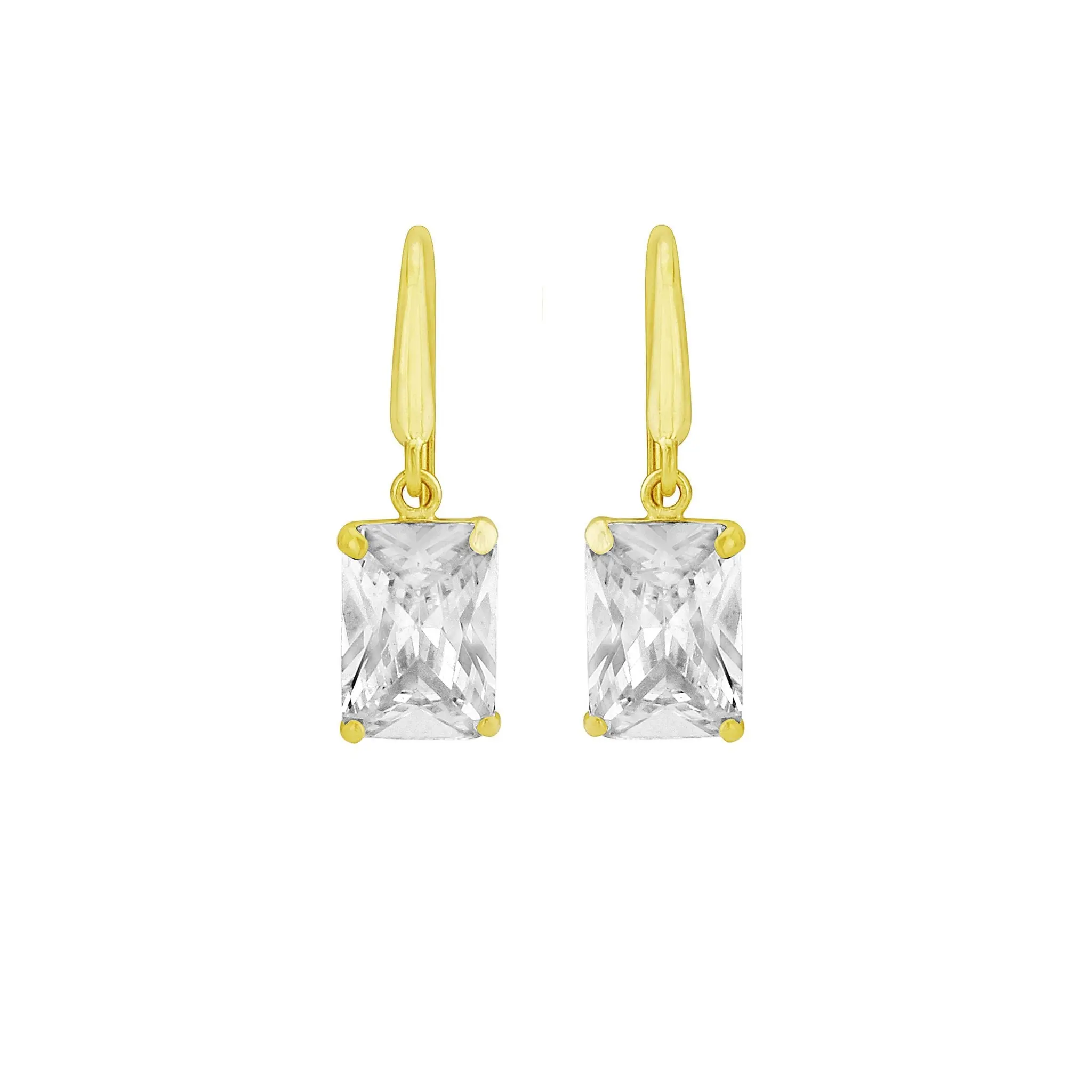 EMERALD SHAPE CUBIC ZIRCONIA  DROP EARRINGS