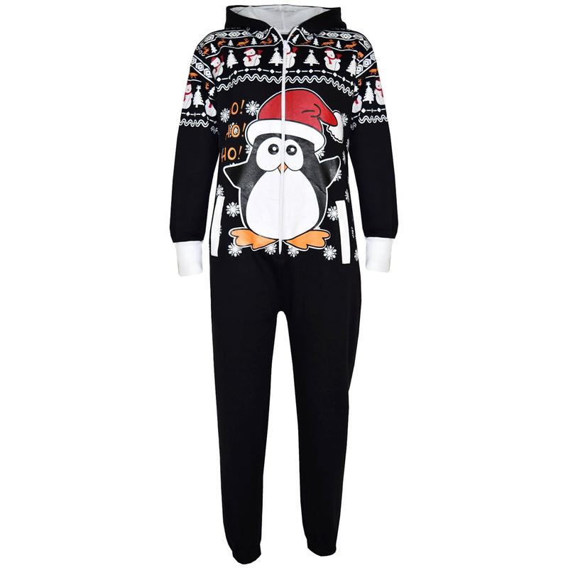 Kids Girls Boys Novelty Christmas Santa Claus Penguin Snowman Reindeer Print Onesie All In One Jumpsuite New Age 5-13 Years 5