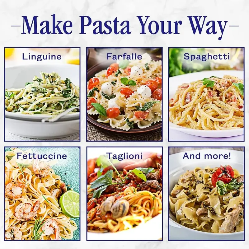 Pasta Maker Machine, Adjustable Thickness Settings, Noodles Maker with Washable Aluminum Alloy Rollers and Cutter 1