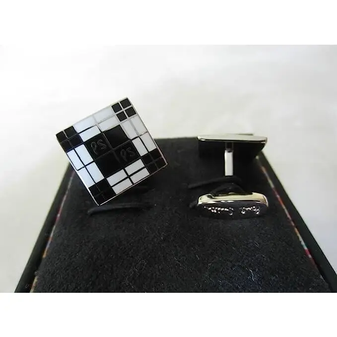 Paul Smith PS white black plaid Squares Cufflinks