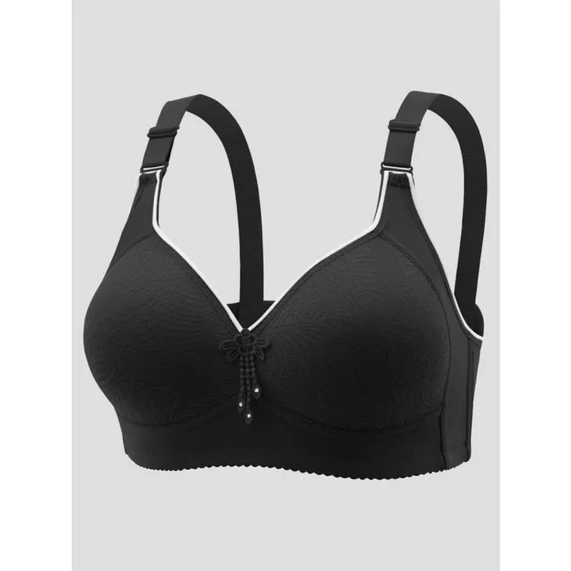 Women's Adjustable Strap Flower Decor Bra, Push Up Bra, Soft Comfortable Breathable Wireless Lingerie Top for Daily Wear, Ladies Lingerie for All Seasons, Basic Underwear for Women, Womenswear 1