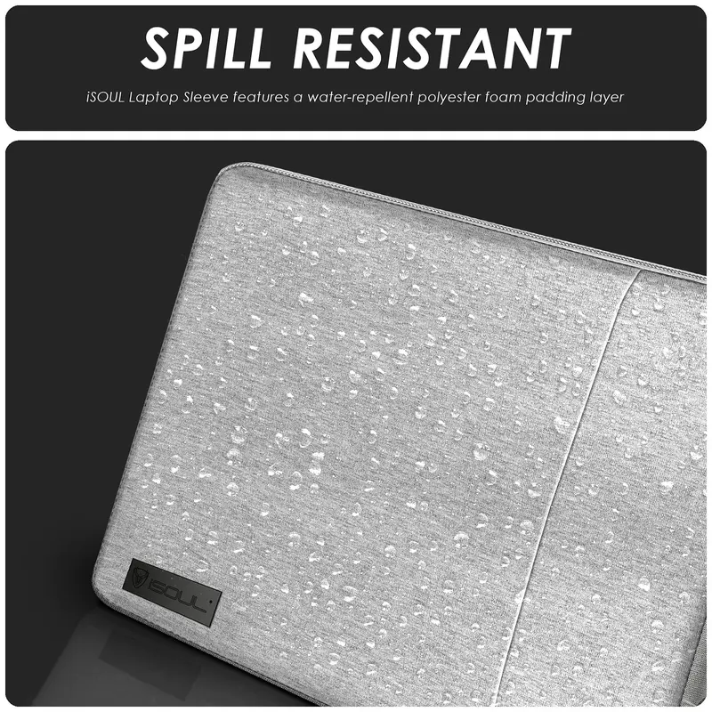 iSOUL 14-15.6 inch Shock Resistant Laptop Sleeve Case Briefcase Bag [Accessory Pocket] Compatible for Laptop Waterproof Case Cover for MacBook Pro/Surface Book/XPS 15 /Chromebook/HP/Lenovo Grey 1